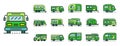 Motorhome icons set line color vector