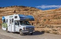 Motorhome on the moki dugway in Arizona Royalty Free Stock Photo