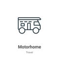 Motorhome outline vector icon. Thin line black motorhome icon, flat vector simple element illustration from editable travel Royalty Free Stock Photo