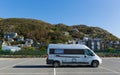 Motorhome parked in car park Snowdonia National Park Barmouth Wales