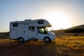 Motorhome parked on an amazing Tendopoula beach, Crete, Greece