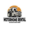 Motorhome Rental Ready Made Logo Vector Illustration. Best for Campervan Caravan RV lOGO