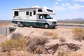 Motorhome RV with Flat in Desert