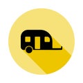 motorhome trailer icon in long shadow style