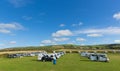 Motorhomes and campervans parked on a camping site Royalty Free Stock Photo