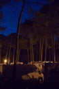 Mobile home campsite night