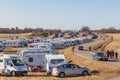 Motorhomes and caravans by Lake HornborgasjÃÂ¶n in Sweden