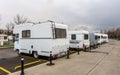 Motorhomes parked at motorhome campground.