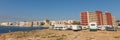 Motorhomes in the sunshine wildcamping Torrevieja Spain panoramic view Royalty Free Stock Photo