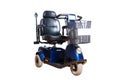 Motorised wheelchair with basket for disposable people