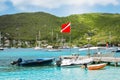 Boats in the harbor of Bequia, St Vincent and the Grenadines. Royalty Free Stock Photo