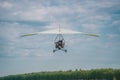 The motorized hang glider ready to landing Royalty Free Stock Photo