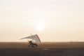 Motorized hang glider trike on the runway Royalty Free Stock Photo