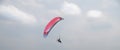 Motorized paraglider flying in the sky Royalty Free Stock Photo