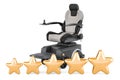 Motorized Power Chair with five golden stars, 3D rendering