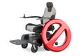 Motorized Power Chair with forbidden symbol, 3D rendering Royalty Free Stock Photo