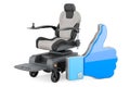 Motorized Power Chair with like icon, 3D rendering