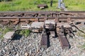 A motorized railroad track switch on the Canadian National Railway in British Columbia, Canada Royalty Free Stock Photo