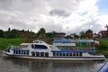 Motorship on the Oka river in Tarusa, Kaluga region, Russia Royalty Free Stock Photo