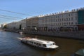 Motorship on river Fontanka in St. Petersburg