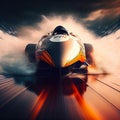 Motorsport competition, fast racing car with motion blur on the road, high speed driver, winner concept, generative AI