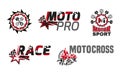 Motorsport event logotypes set. Editable vector collection