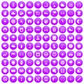 100 motorsport icons set purple