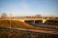 highway with overpass architectural structures in concrete that synergistically combine different road networks. Turin, Italy, 09 Royalty Free Stock Photo