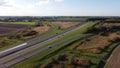 Motorway with few cars, near the exit of Fijnaart in Brabant south of the Netherlands in Europe.