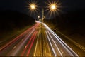 Motorway night light trails Royalty Free Stock Photo