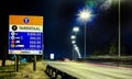 Motorway Signs on Highway at night