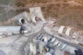 Motorway tunnel construction site aerial view