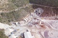 Motorway tunnel construction site aerial view
