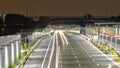 Motorway with tunnel entrance at night Royalty Free Stock Photo