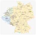 Motorway vector map of Germany and the Benelux states Royalty Free Stock Photo