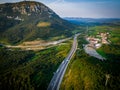 Motorways on scenic places in Europe with no traffic Royalty Free Stock Photo