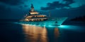 yacht on the sea at night