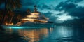 yacht on the sea at night