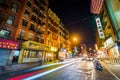 Mott Street at night, in Chinatown, in Manhattan, New York City