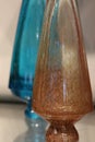 Mottled Gold And Turquoise Blue Glass Vases