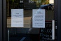 Motueka High Street, South Island, New Zealand, March 28 2020: Businesses hang signs in their windows as they close as a response