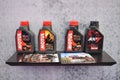 Motul 4 Stroke Motor Oil display at Philippine Moto Heritage Weekend Royalty Free Stock Photo