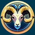 Mouflon head on a dark blue background. Vector illustration. Generative AI Royalty Free Stock Photo