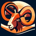 Mouflon head logo vector illustration, isolated on dark background. generative AI Royalty Free Stock Photo