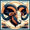 Mouflon head. Symbol of the zodiac. Vector illustration Generative AI Royalty Free Stock Photo