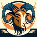 Mouflon head. Vector illustration of a head of a goat. Generative AI Royalty Free Stock Photo