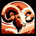 Mouflon head. Vector illustration of a head of a ram. Generative AI Royalty Free Stock Photo