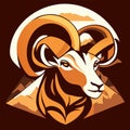 Mouflon head. Vector illustration of a ram head mascot. Generative AI Royalty Free Stock Photo