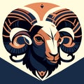 Mouflon head. Vector illustration for t-shirt design. generative AI Royalty Free Stock Photo