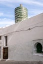 View at the  the Cylindrical Minaret of the Sentissi Mosque in Moulay Idris - Morocco Royalty Free Stock Photo